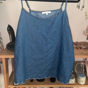 Denim Scalloped Tank